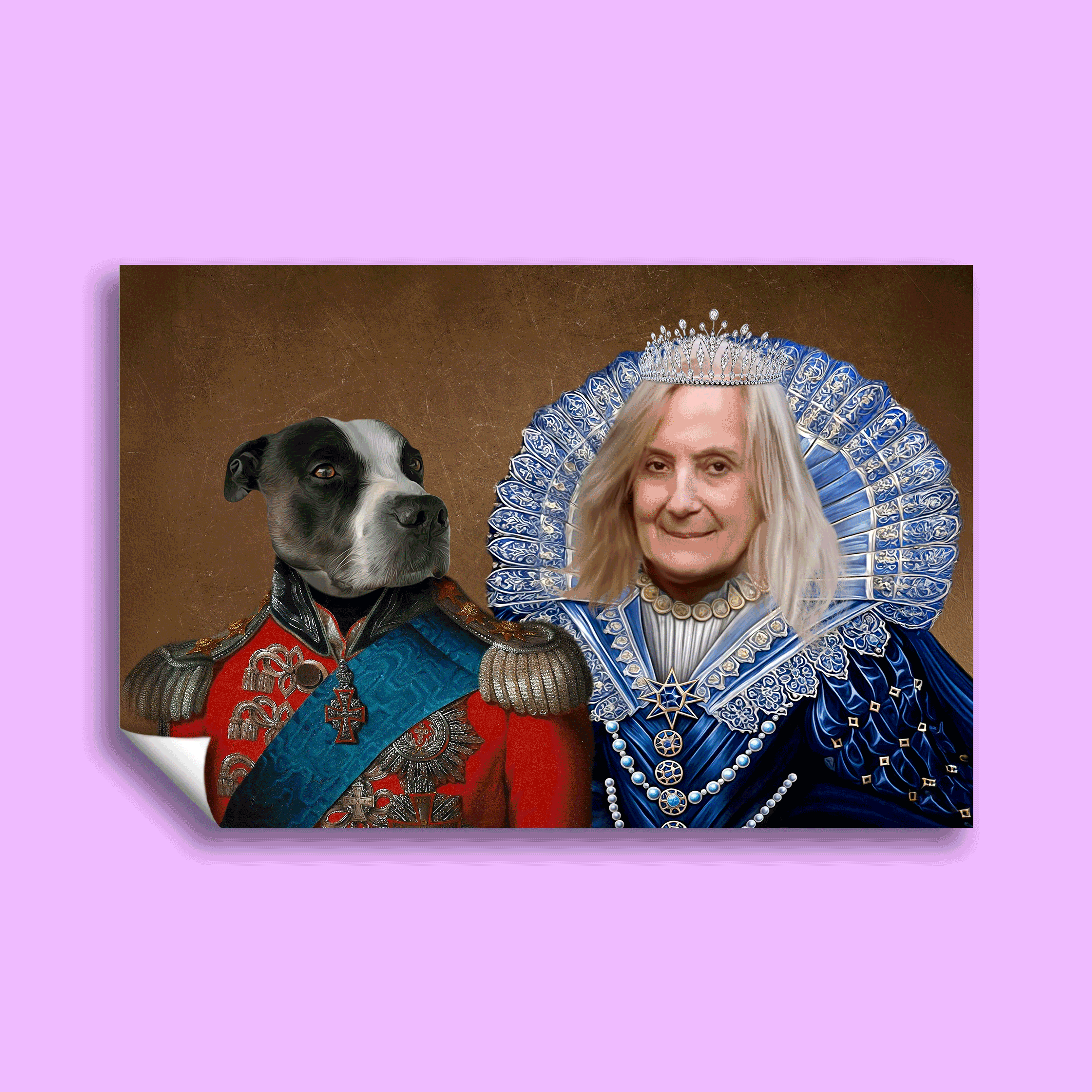 Royal Duo Portrait - Custom Pet & Parent Canvas